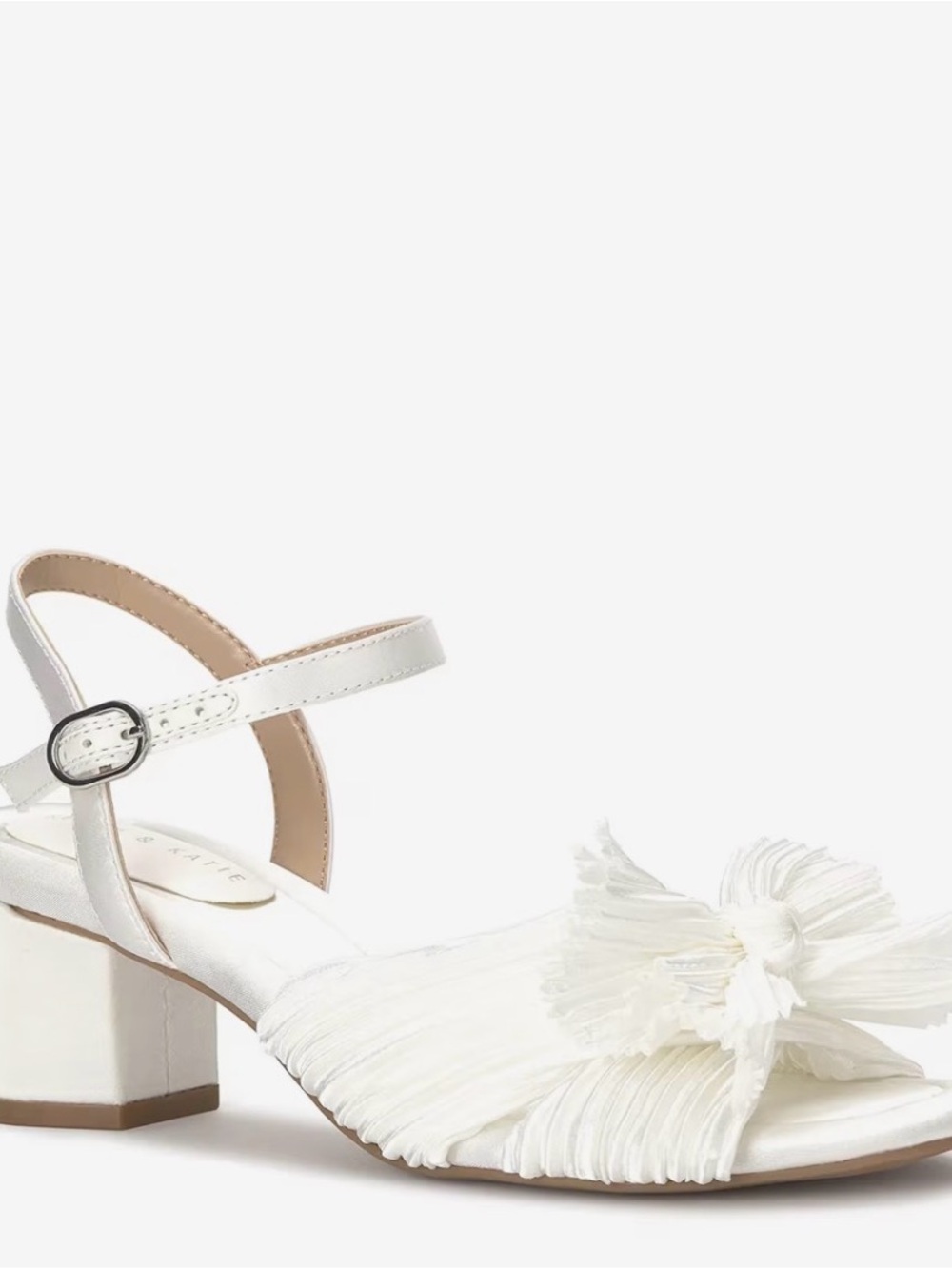 Kelly & Katie White Fringe Bow Block Heel Sandals
